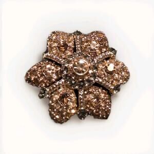 Vintage Peach Crystal Rhinestone FLOWER BROOCH High End Gold Plate